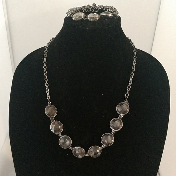 Smoke quartz necklace with bracelet - Picture 2 of 3